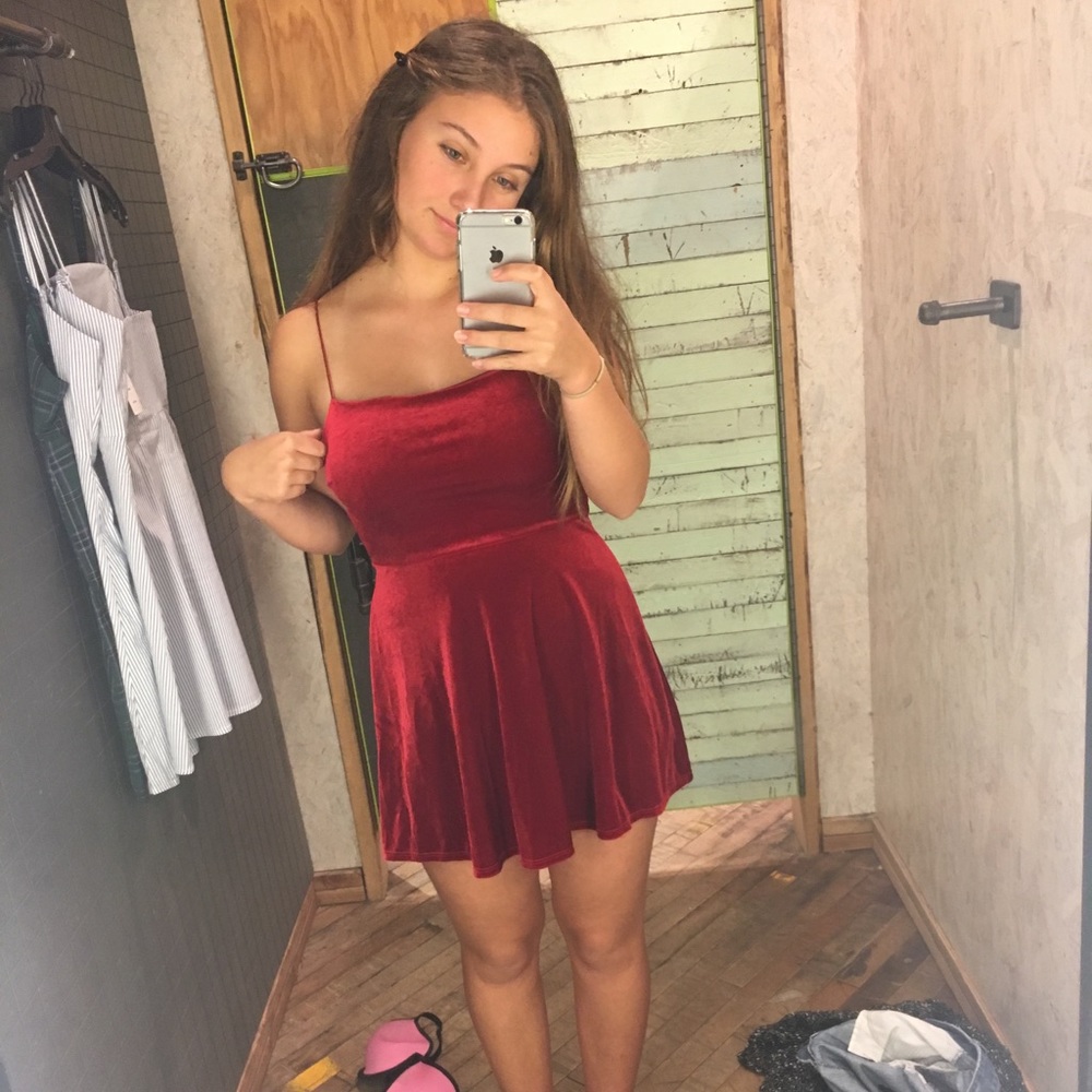 Urban Outfitters red velvet mini dress!